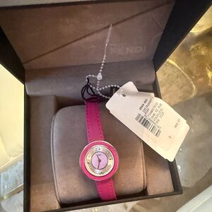 Fendi Pink Watch with Vibrant Leather Strap New